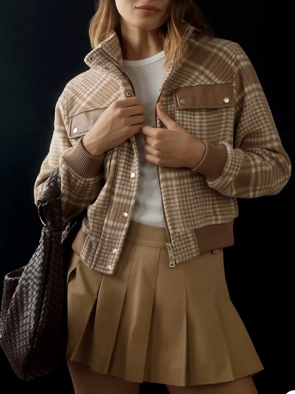 Anthropologie Avec Les Filles Plaid Bomber Jacket Size S